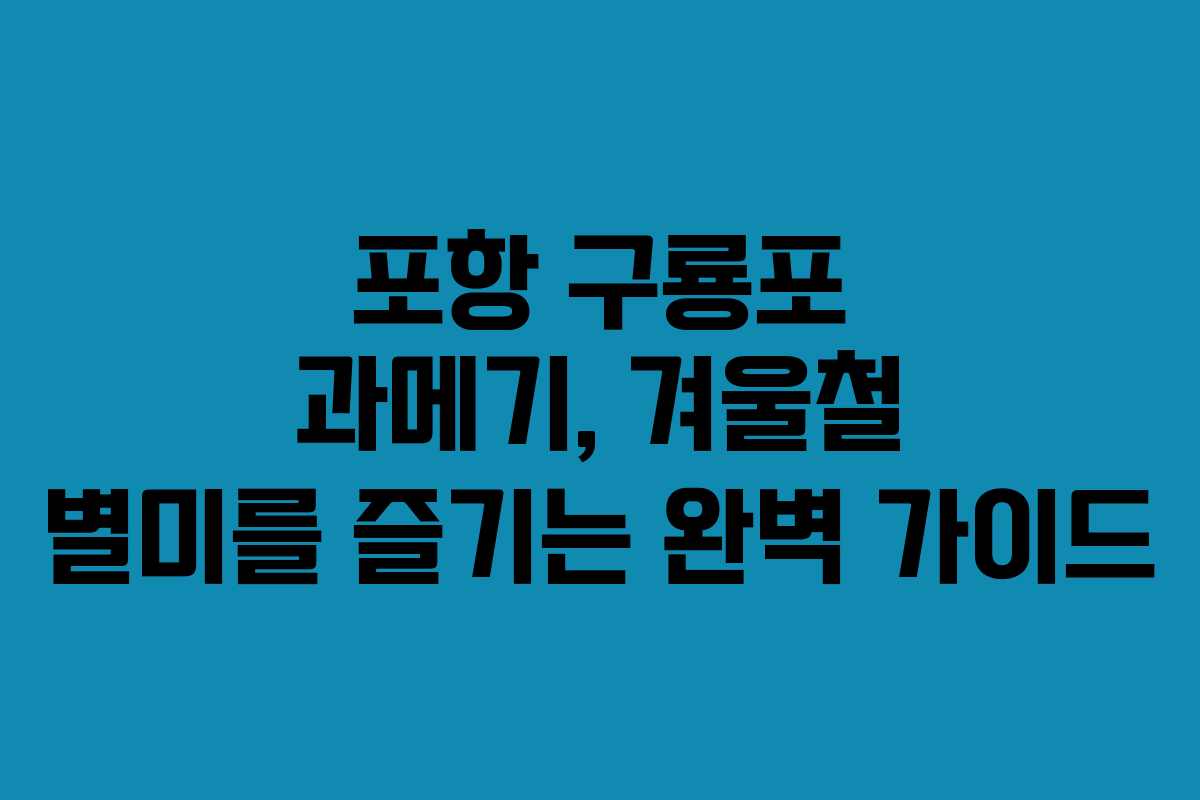 포항 구룡포 과메기, 겨울철 별미를 즐기는 완벽 가이드