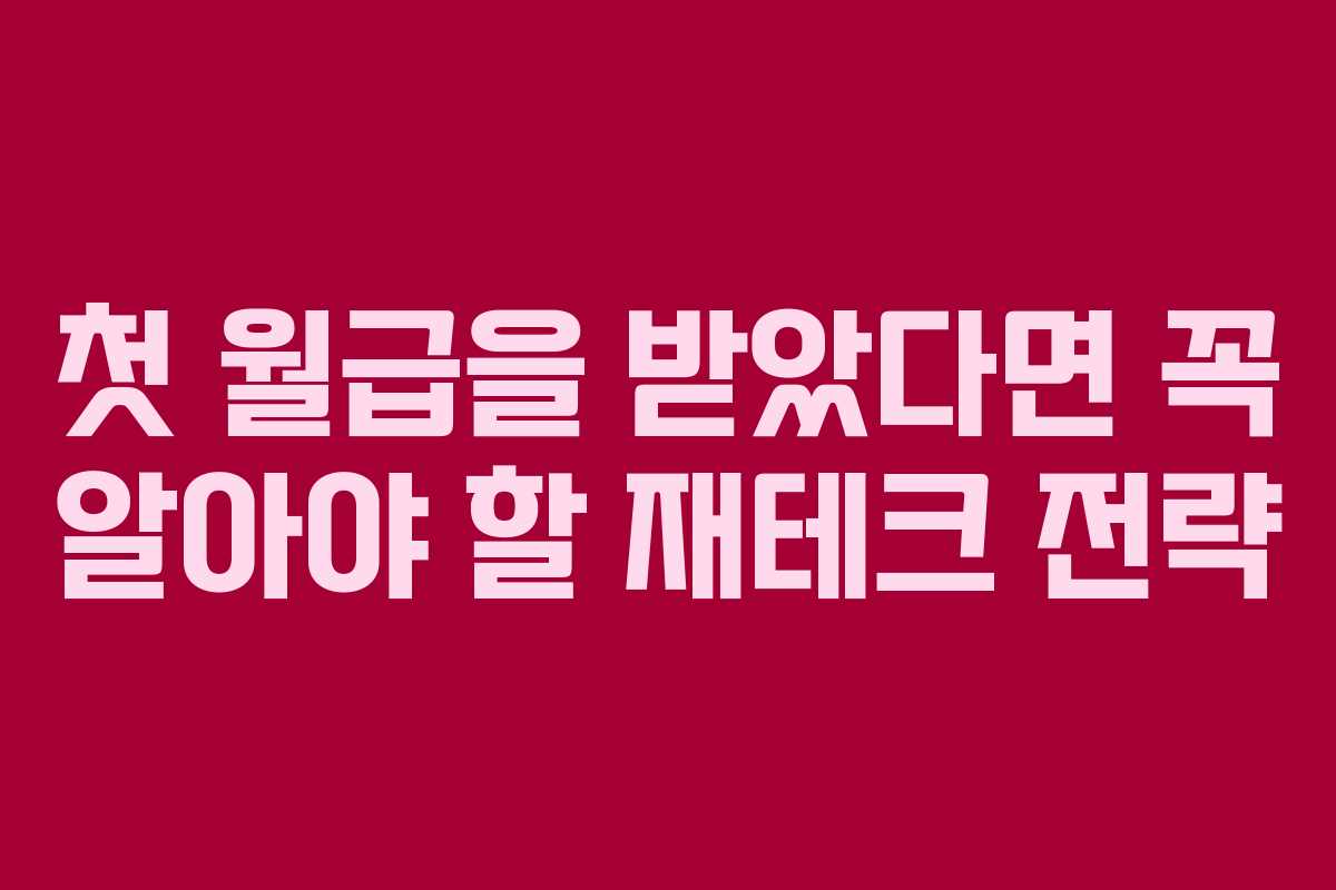 첫 월급을 받았다면 꼭 알아야 할 재테크 전략