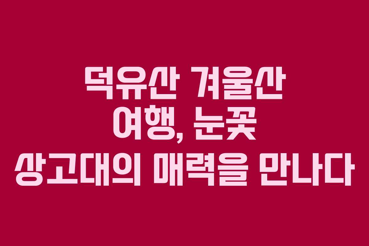 덕유산 겨울산 여행, 눈꽃 상고대의 매력을 만나다