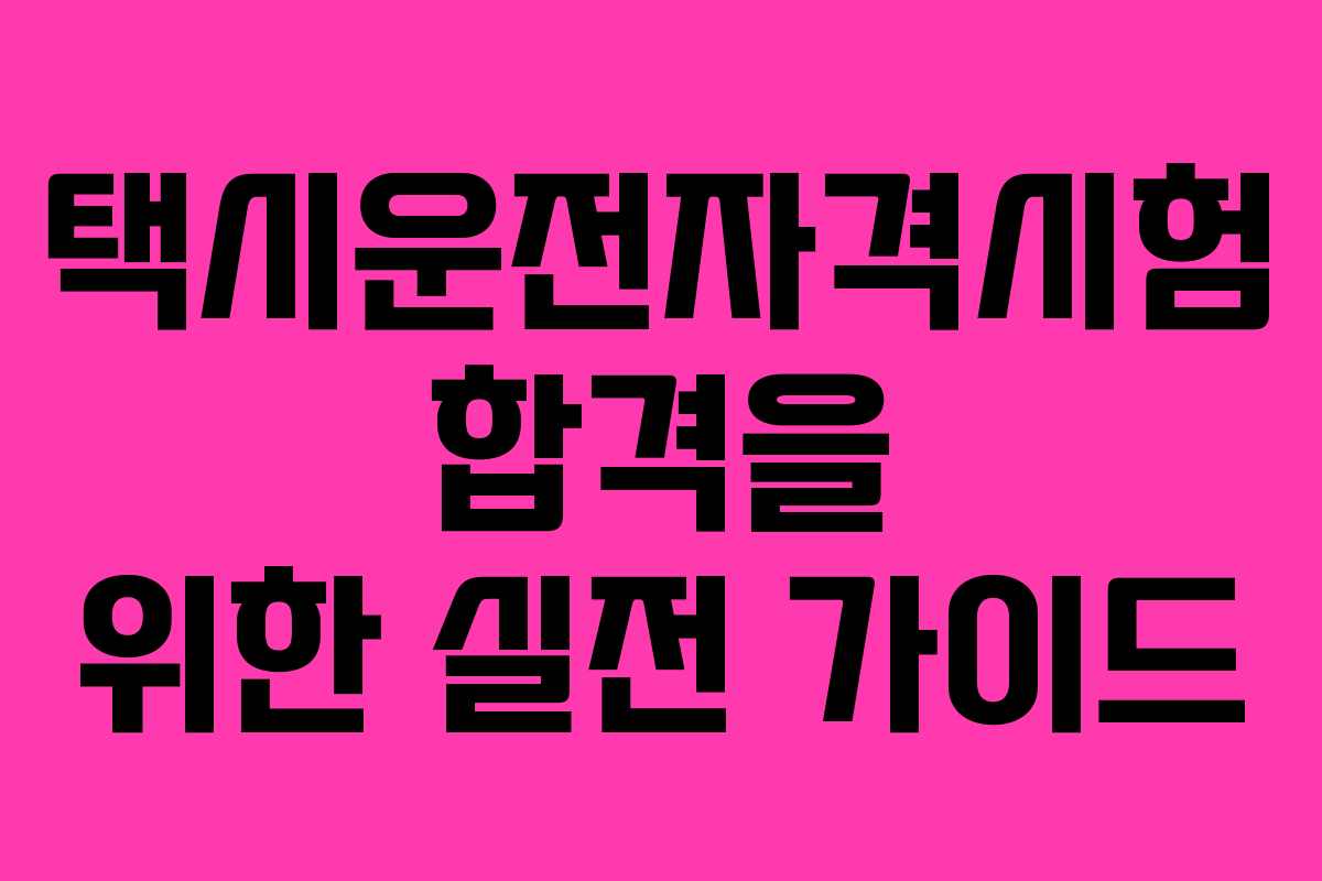 택시운전자격시험 합격을 위한 실전 가이드