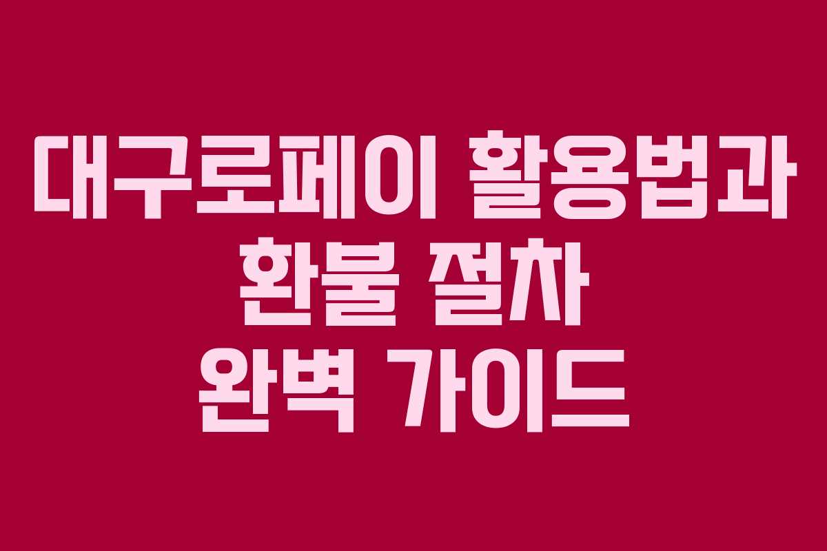 대구로페이 활용법과 환불 절차 완벽 가이드