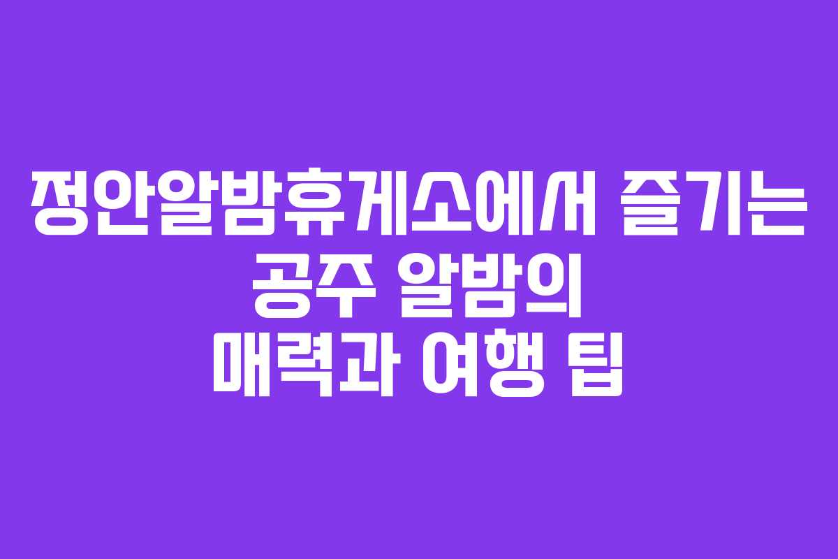 정안알밤휴게소에서 즐기는 공주 알밤의 매력과 여행 팁
