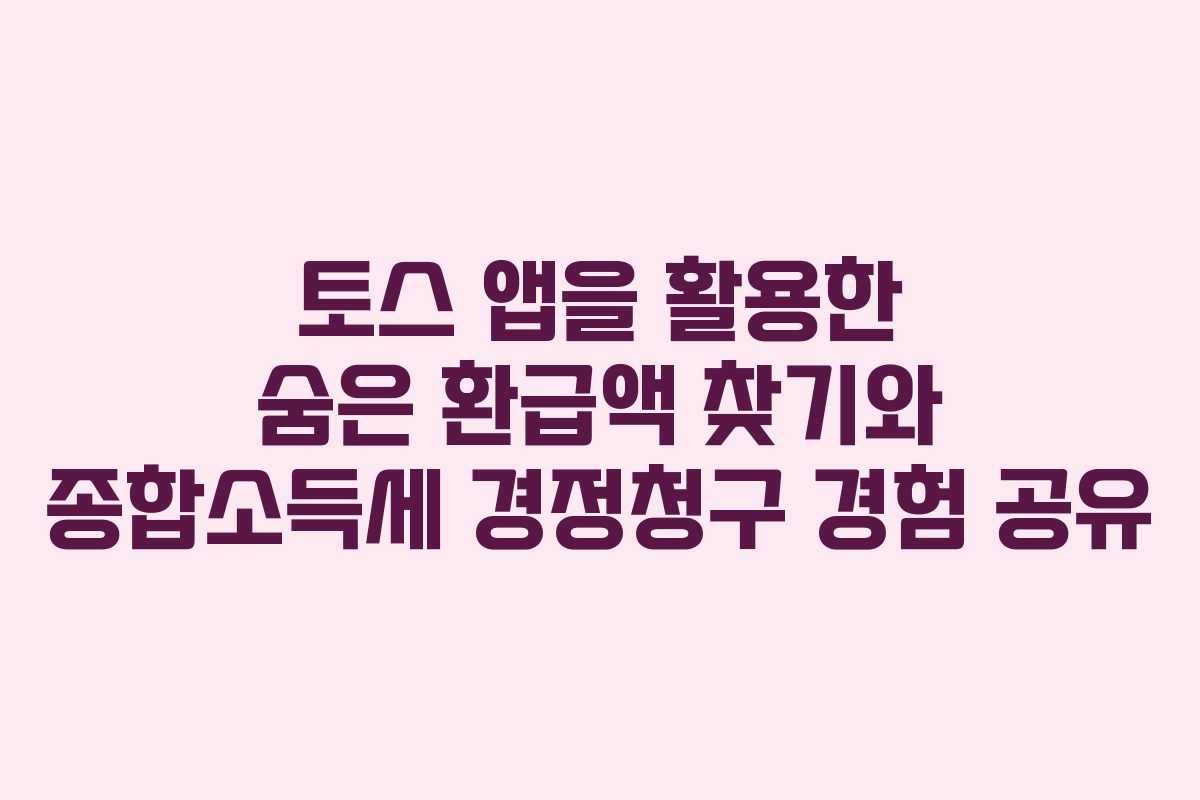 토스 앱을 활용한 숨은 환급액 찾기와 종합소득세 경정청구 경험 공유