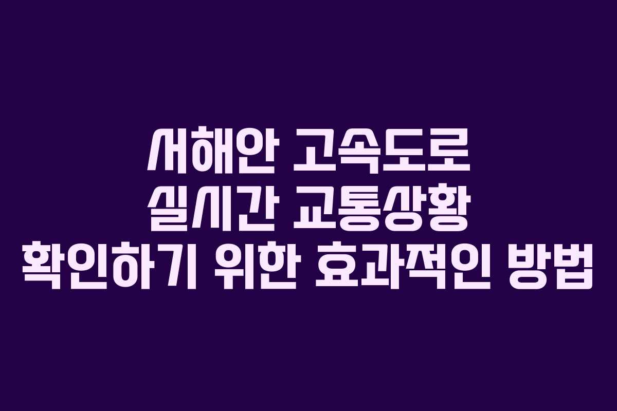 서해안 고속도로 실시간 교통상황 확인하기 위한 효과적인 방법