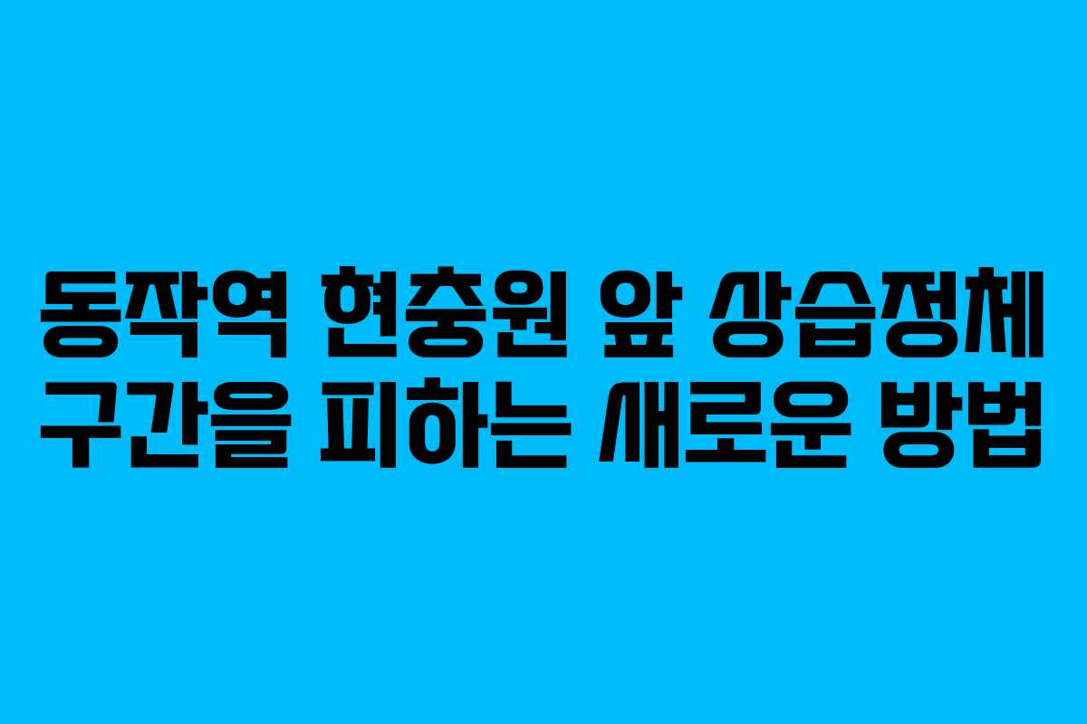 동작역 현충원 앞 상습정체 구간을 피하는 새로운 방법
