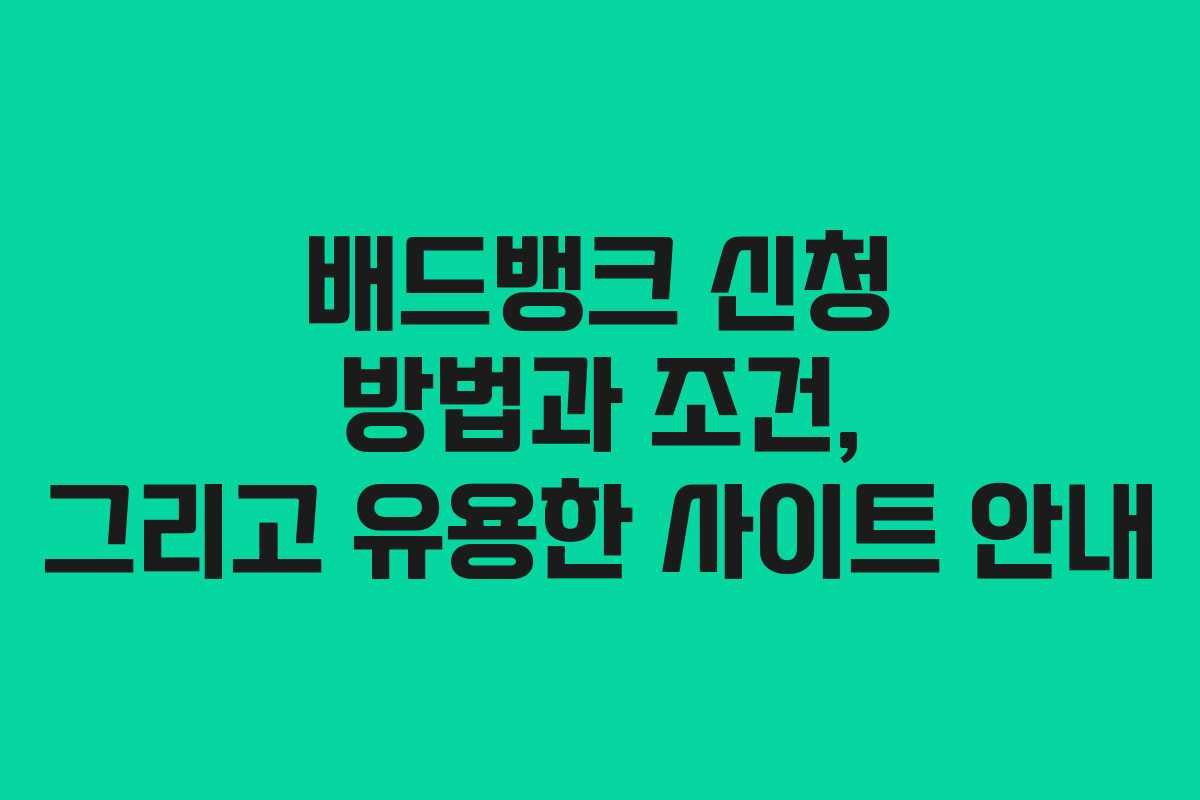 배드뱅크 신청 방법과 조건, 그리고 유용한 사이트 안내