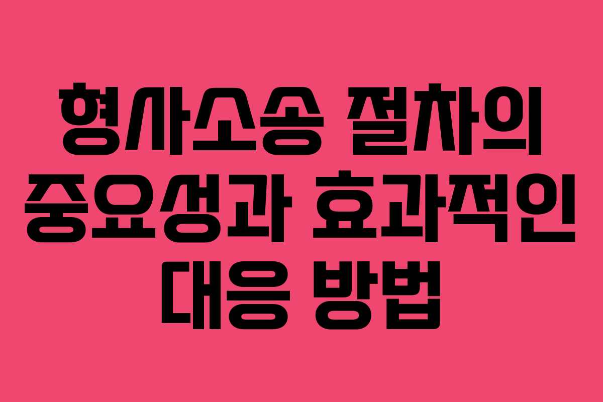 형사소송 절차의 중요성과 효과적인 대응 방법