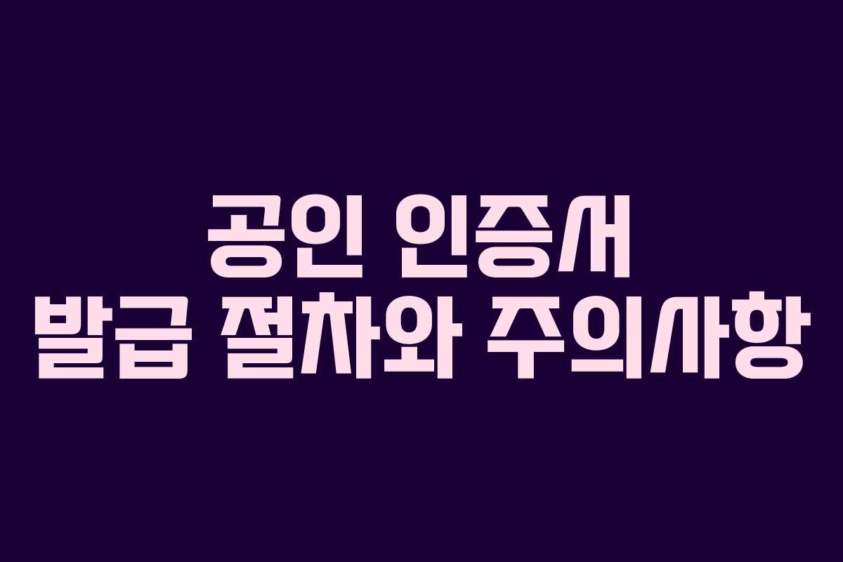공인 인증서 발급 절차와 주의사항