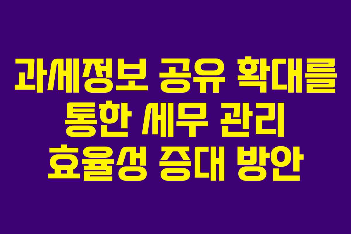 과세정보 공유 확대를 통한 세무 관리 효율성 증대 방안