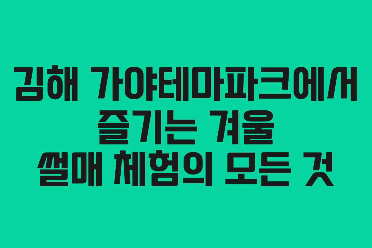 김해 가야테마파크에서 즐기는 겨울 썰매 체험의 모든 것