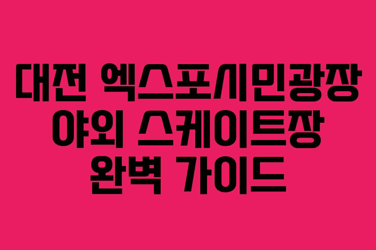 대전 엑스포시민광장 야외 스케이트장 완벽 가이드