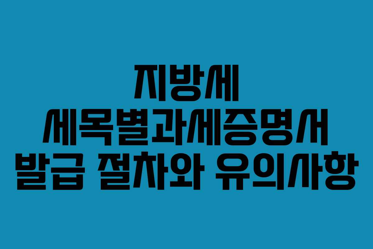 지방세 세목별과세증명서 발급 절차와 유의사항