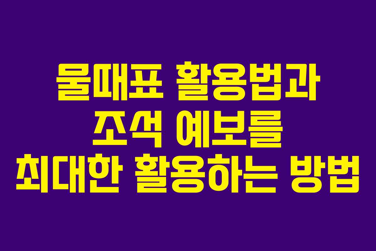 물때표 활용법과 조석 예보를 최대한 활용하는 방법
