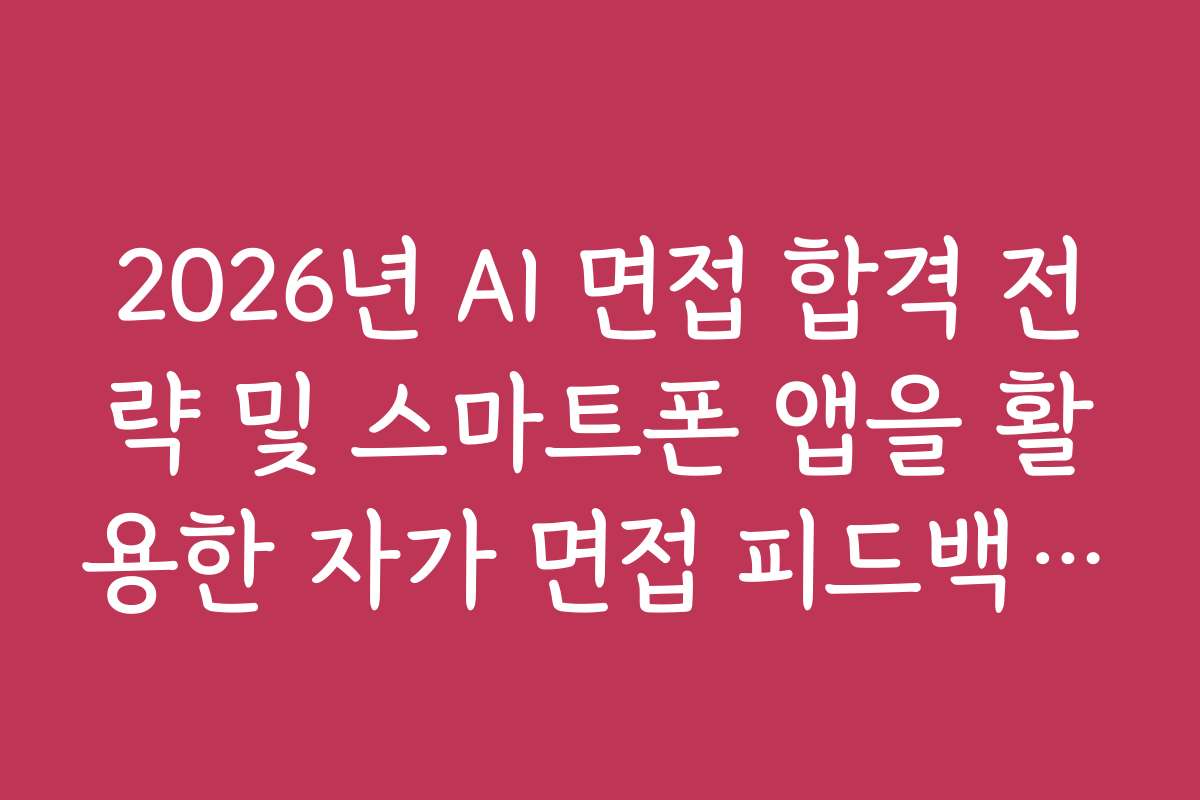 2026년 AI 면접 합격 전략 및 스마트폰 앱을 활용한 자가 면접 피드백 요령