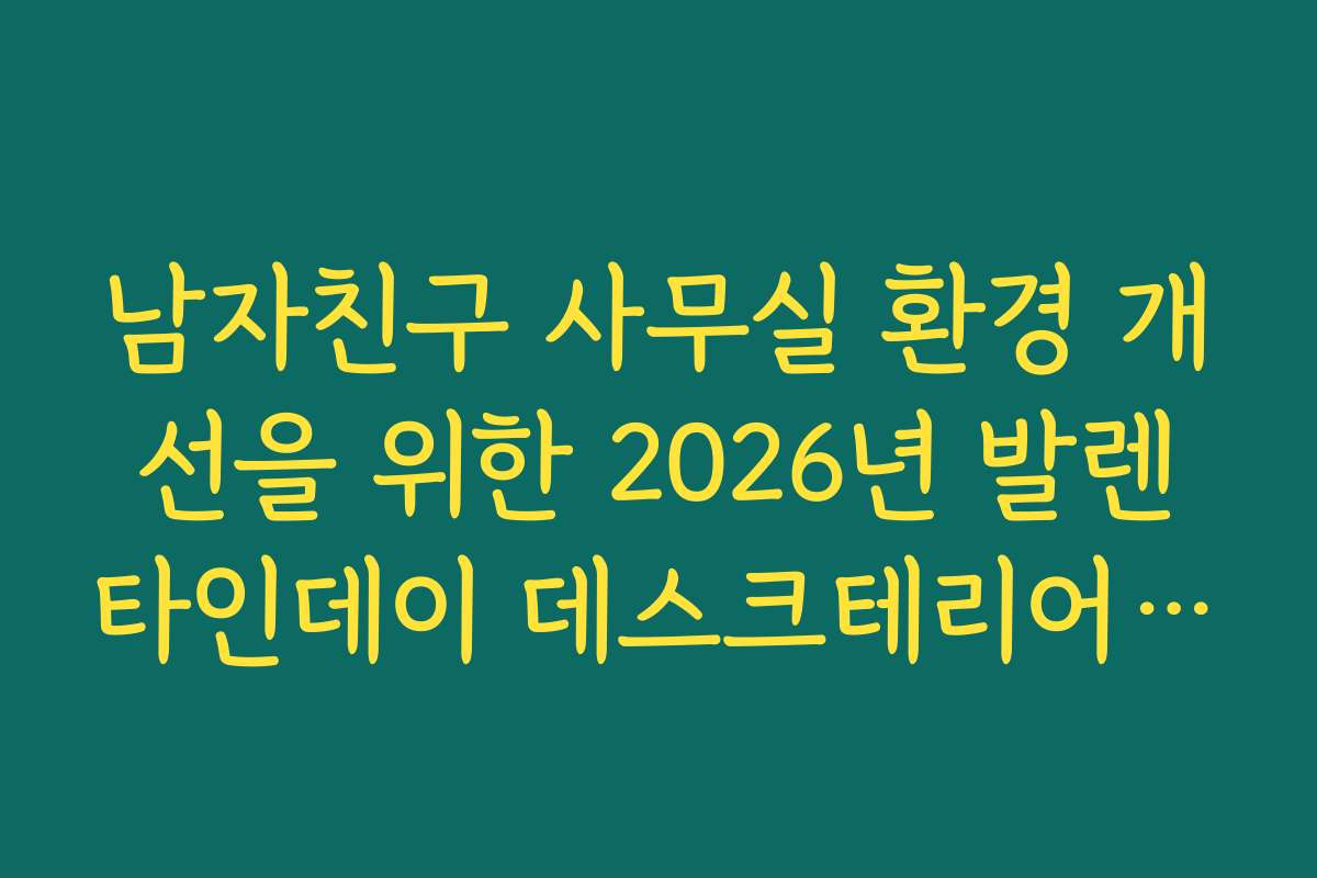 남자친구 사무실 환경 개선을 위한 2026년 발렌타인데이 데스크테리어 소품