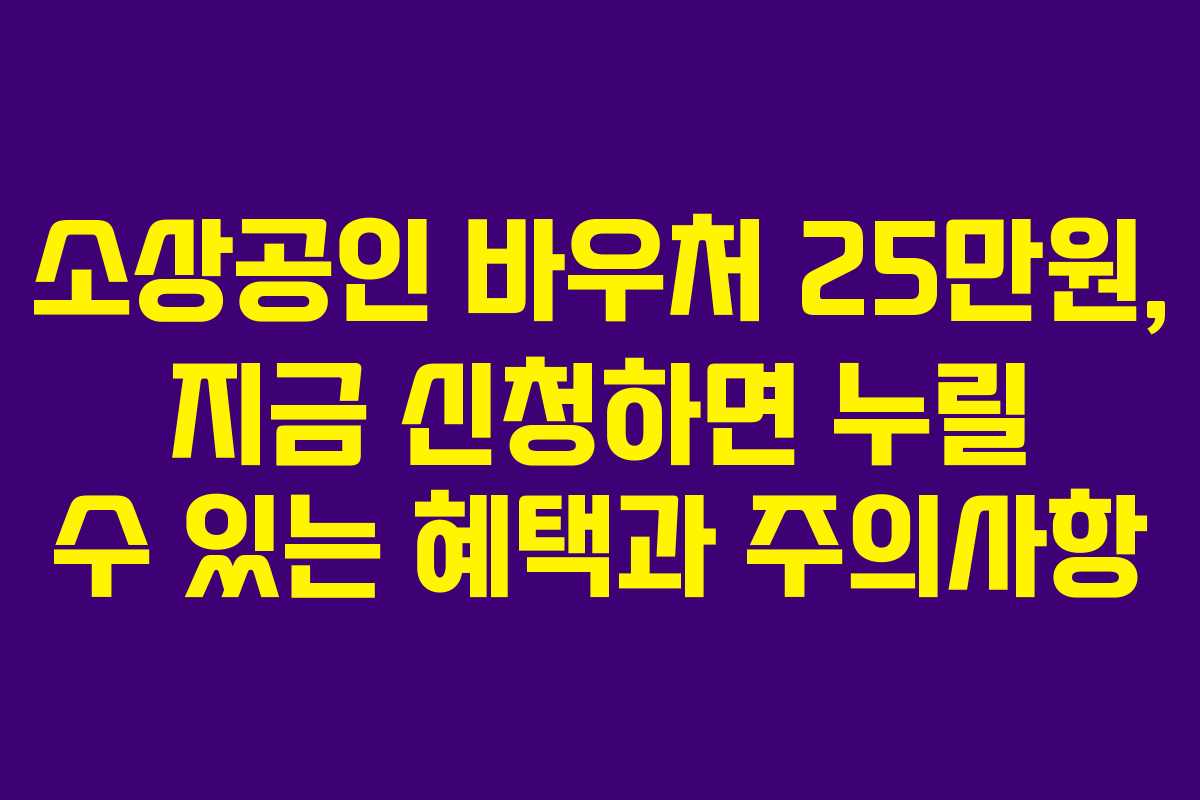 소상공인 바우처 25만원, 지금 신청하면 누릴 수 있는 혜택과 주의사항