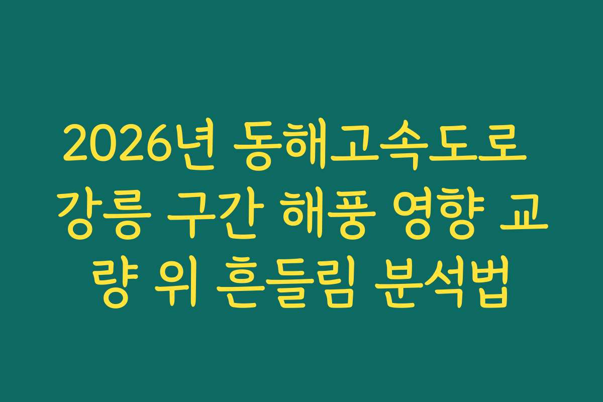 2026년 동해고속도로 강릉 구간 해풍 영향 교량 위 흔들림 분석법