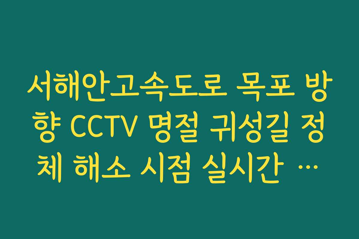 서해안고속도로 목포 방향 CCTV 명절 귀성길 정체 해소 시점 실시간 확인