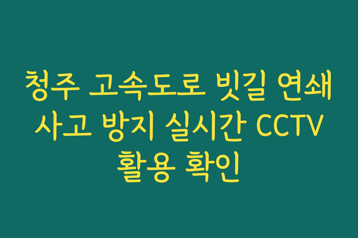 청주 고속도로 빗길 연쇄 사고 방지 실시간 CCTV 활용 확인