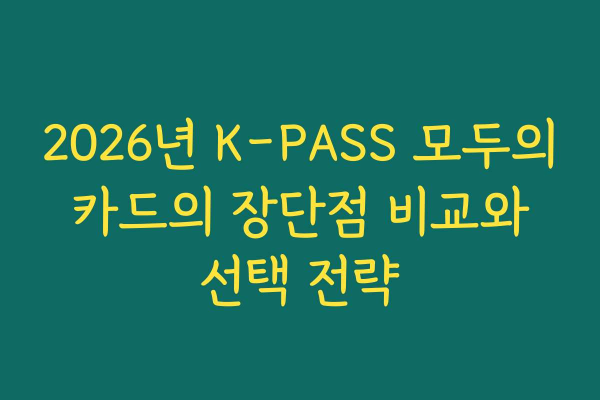2026년 K-PASS 모두의 카드의 장단점 비교와 선택 전략