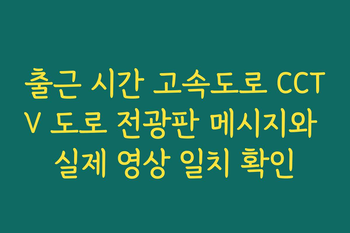 출근 시간 고속도로 CCTV 도로 전광판 메시지와 실제 영상 일치 확인