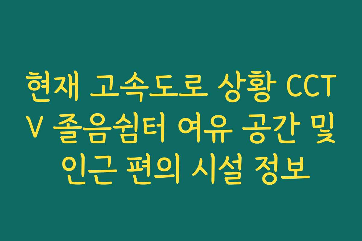 현재 고속도로 상황 CCTV 졸음쉼터 여유 공간 및 인근 편의 시설 정보