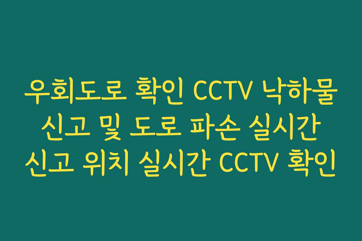 우회도로 확인 CCTV 낙하물 신고 및 도로 파손 실시간 신고 위치 실시간 CCTV 확인