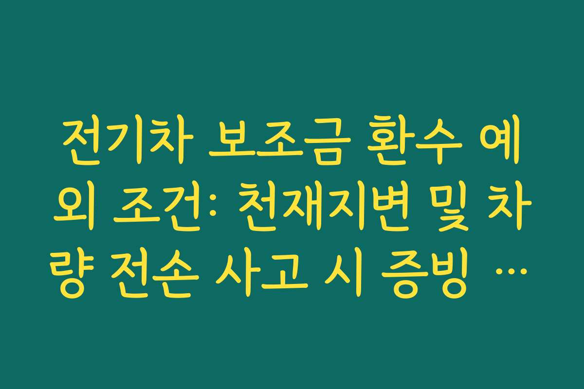 전기차 보조금 환수 예외 조건: 천재지변 및 차량 전손 사고 시 증빙 서류