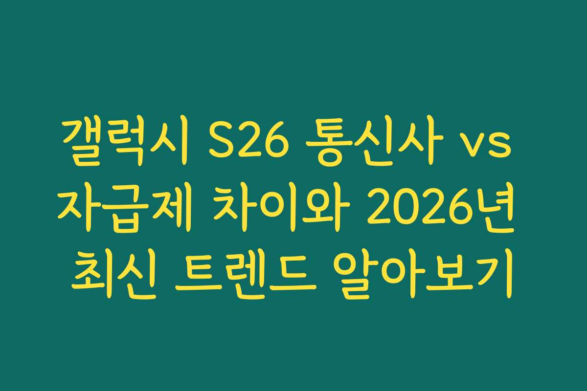 갤럭시 S26 통신사 vs 자급제 차이와 2026년 최신 트렌드 알아보기