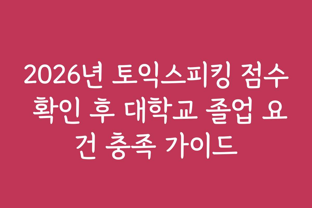 2026년 토익스피킹 점수 확인 후 대학교 졸업 요건 충족 가이드