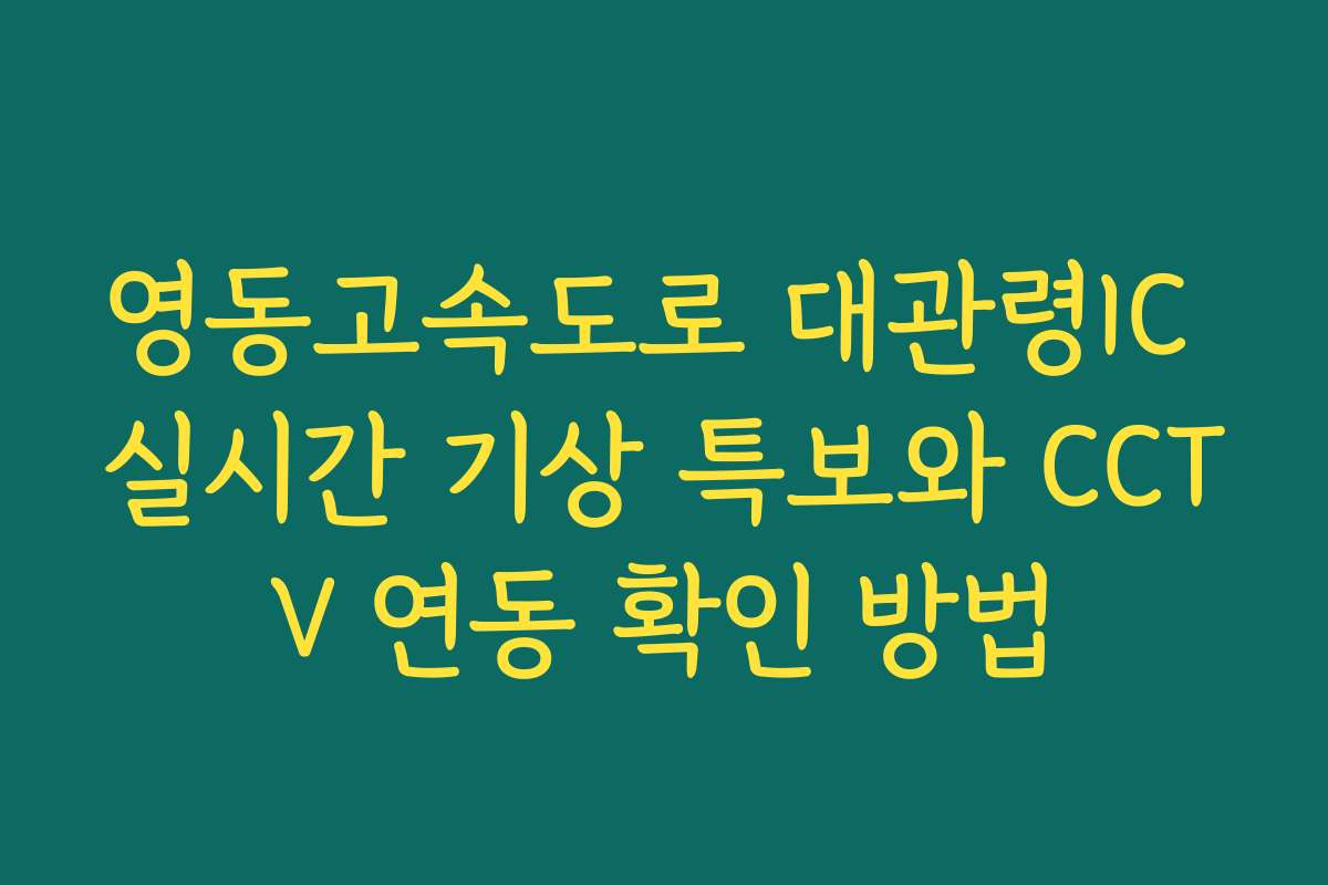 영동고속도로 대관령IC 실시간 기상 특보와 CCTV 연동 확인 방법