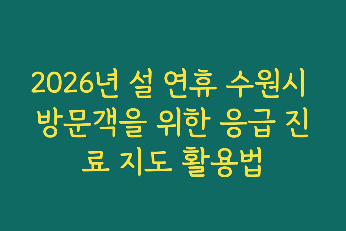 2026년 설 연휴 수원시 방문객을 위한 응급 진료 지도 활용법