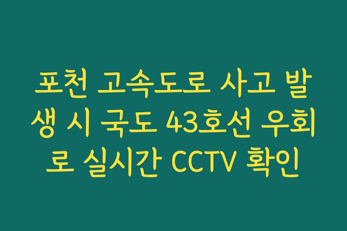 포천 고속도로 사고 발생 시 국도 43호선 우회로 실시간 CCTV 확인