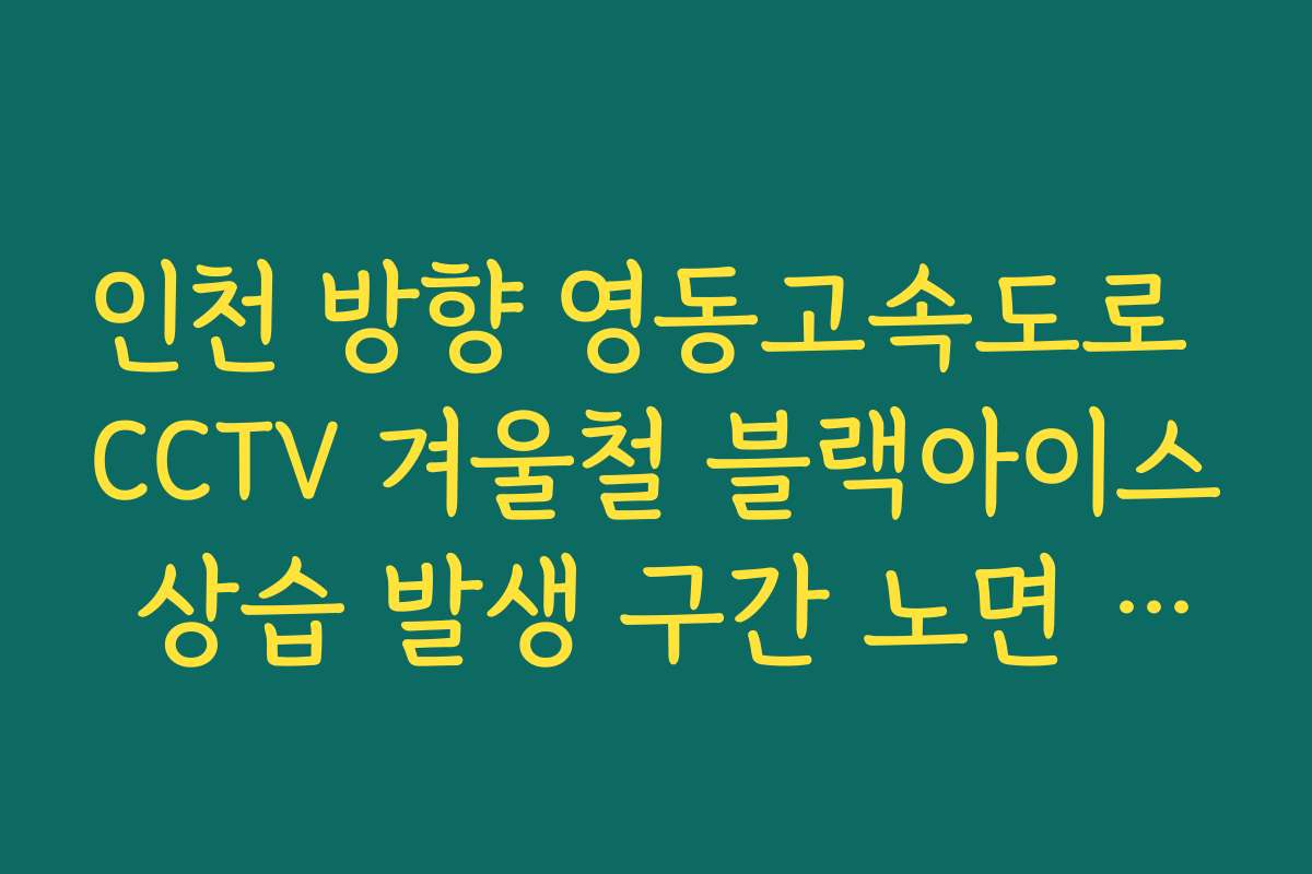 인천 방향 영동고속도로 CCTV 겨울철 블랙아이스 상습 발생 구간 노면 온도 체크