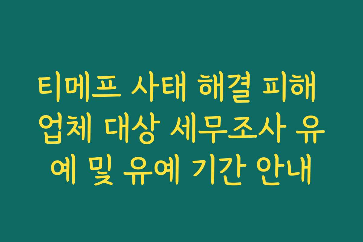 티메프 사태 해결 피해 업체 대상 세무조사 유예 및 유예 기간 안내
