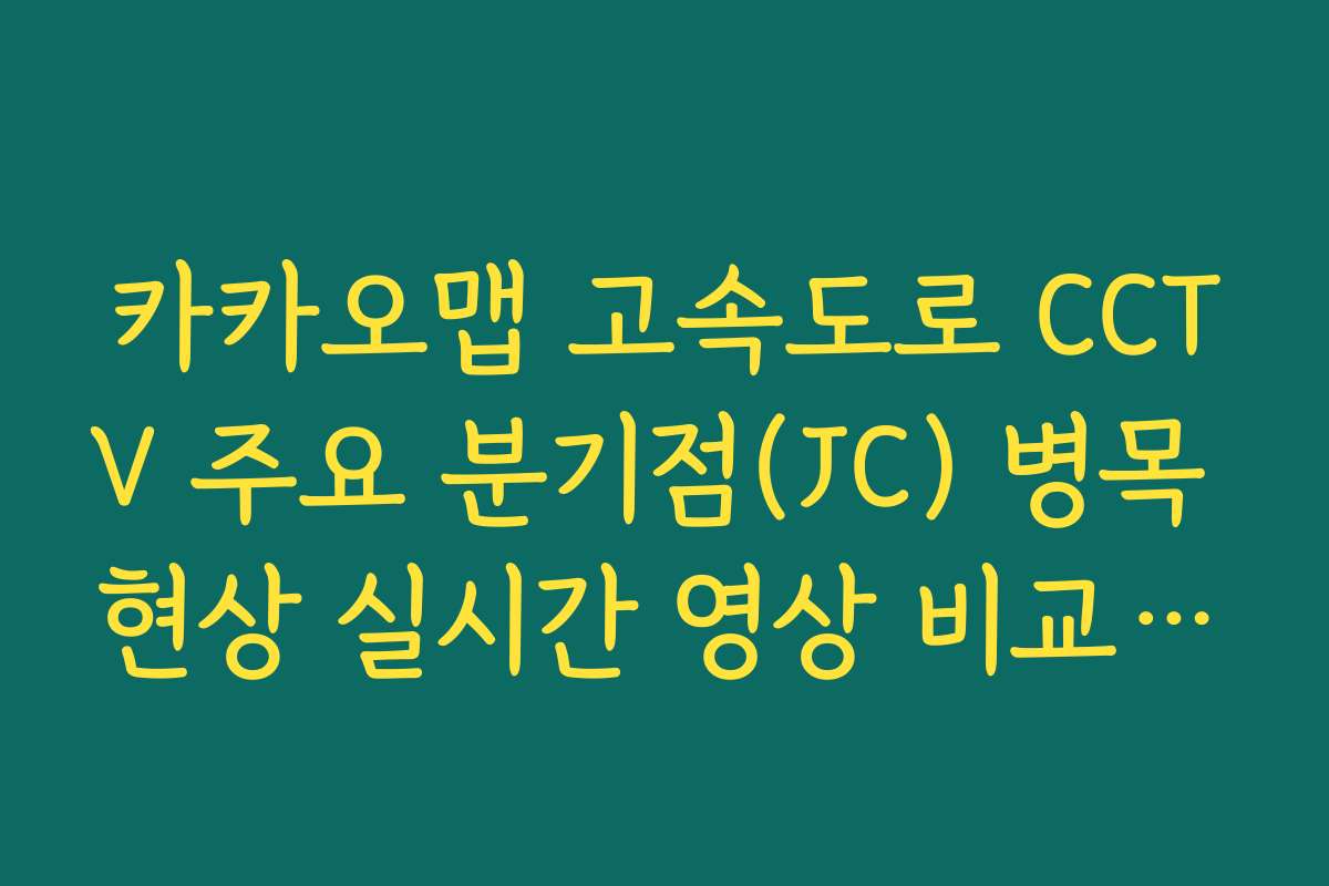 카카오맵 고속도로 CCTV 주요 분기점(JC) 병목 현상 실시간 영상 비교 가이드