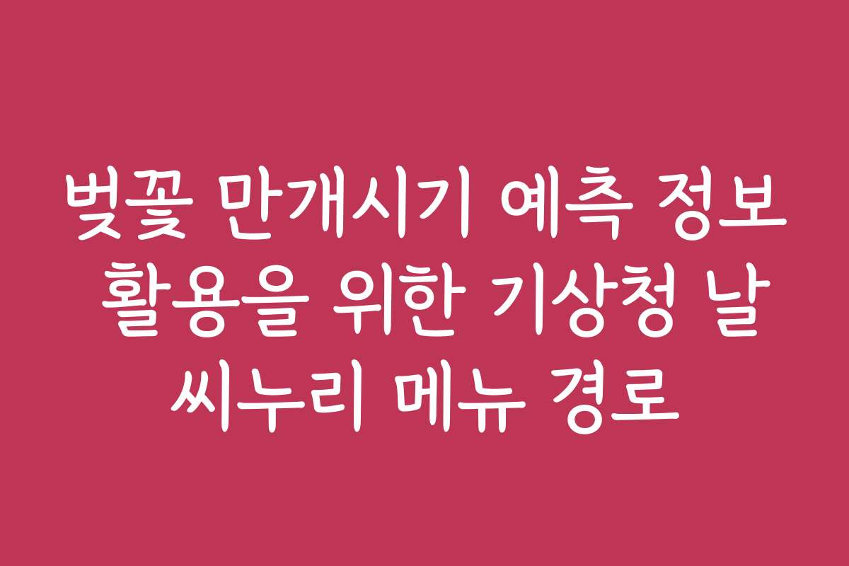 벚꽃 만개시기 예측 정보 활용을 위한 기상청 날씨누리 메뉴 경로