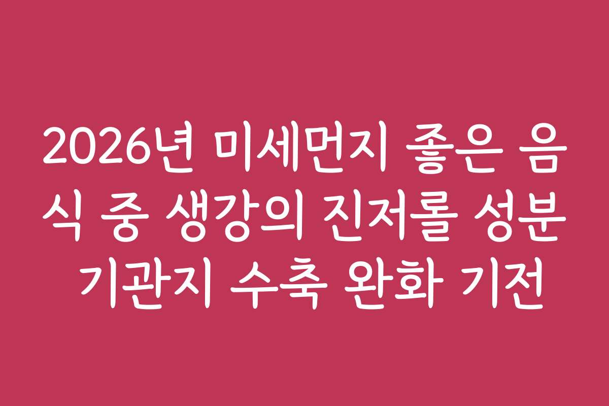 2026년 미세먼지 좋은 음식 중 생강의 진저롤 성분 기관지 수축 완화 기전