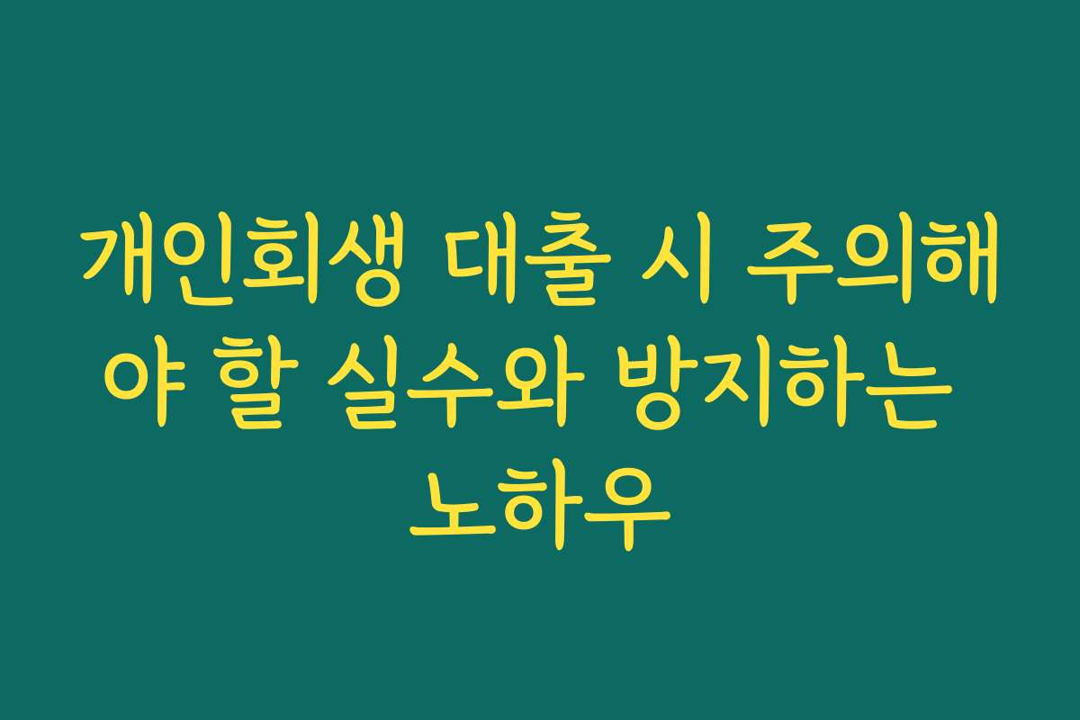 개인회생 대출 시 주의해야 할 실수와 방지하는 노하우