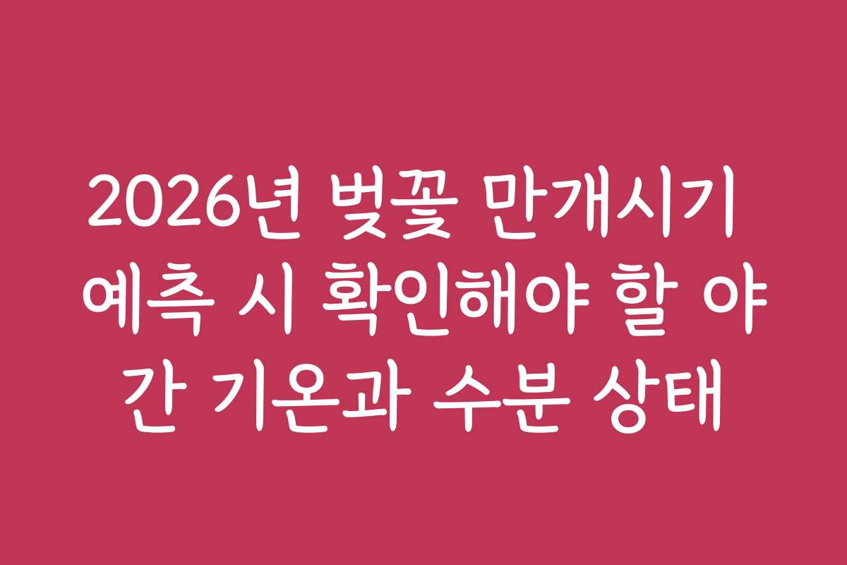 2026년 벚꽃 만개시기 예측 시 확인해야 할 야간 기온과 수분 상태