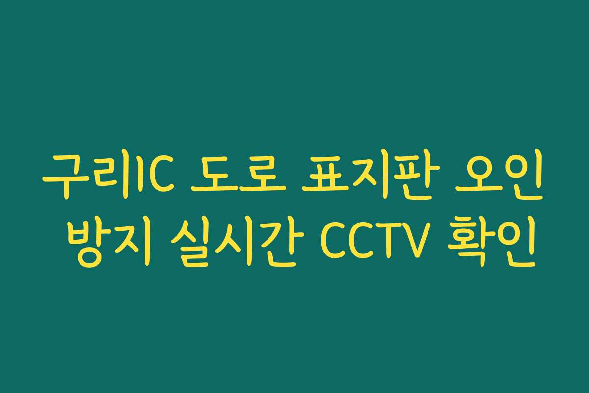 구리IC 도로 표지판 오인 방지 실시간 CCTV 확인