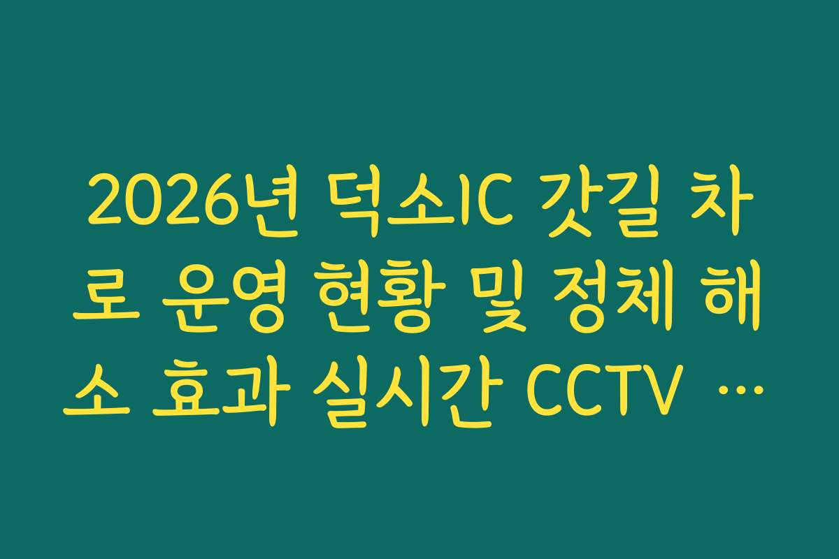 2026년 덕소IC 갓길 차로 운영 현황 및 정체 해소 효과 실시간 CCTV 확인