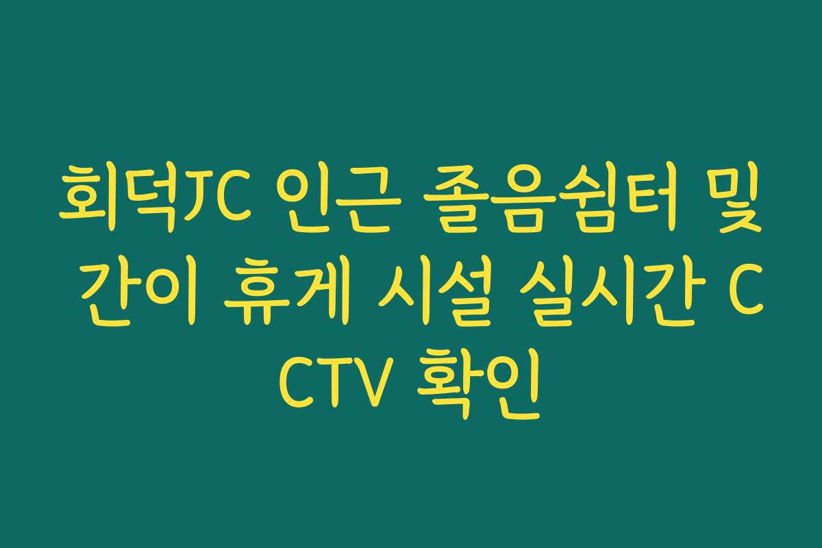회덕JC 인근 졸음쉼터 및 간이 휴게 시설 실시간 CCTV 확인