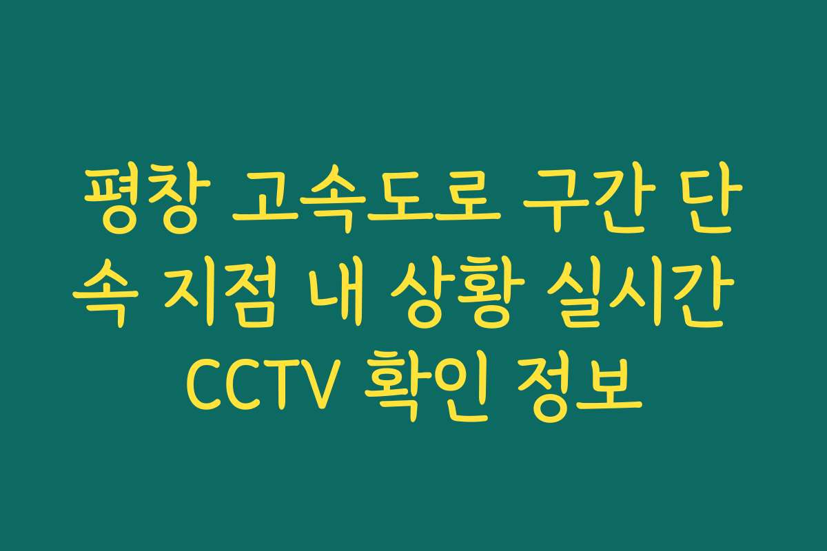 평창 고속도로 구간 단속 지점 내 상황 실시간 CCTV 확인 정보