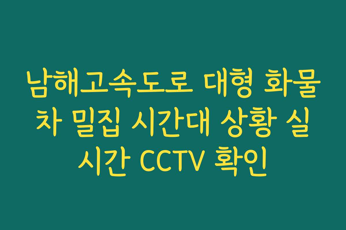 남해고속도로 대형 화물차 밀집 시간대 상황 실시간 CCTV 확인