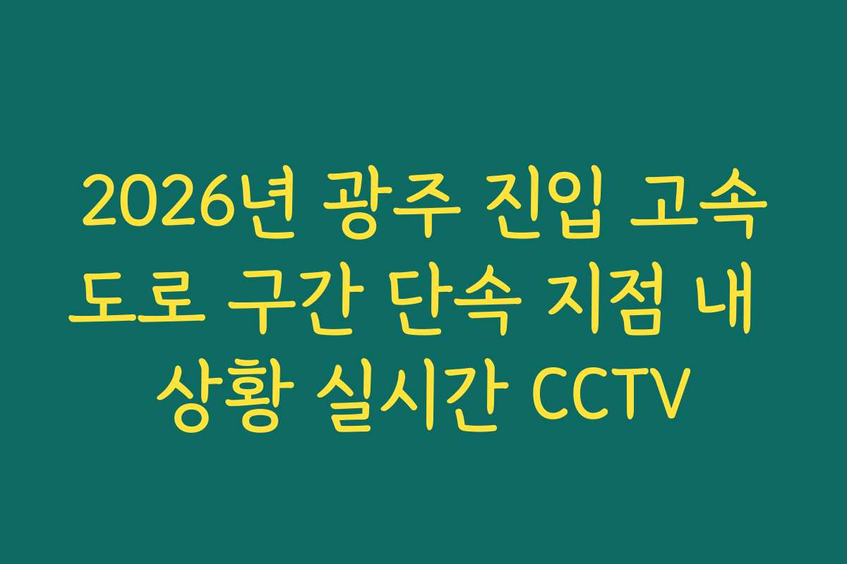 2026년 광주 진입 고속도로 구간 단속 지점 내 상황 실시간 CCTV
