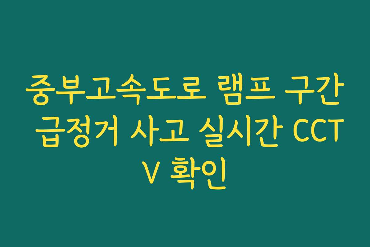 중부고속도로 램프 구간 급정거 사고 실시간 CCTV 확인