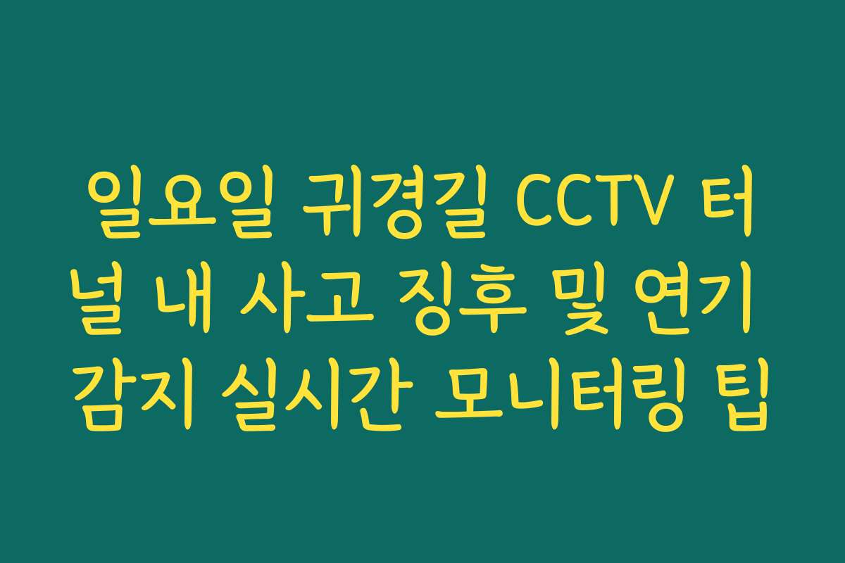 일요일 귀경길 CCTV 터널 내 사고 징후 및 연기 감지 실시간 모니터링 팁