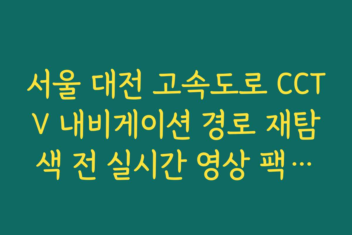 서울 대전 고속도로 CCTV 내비게이션 경로 재탐색 전 실시간 영상 팩트체크