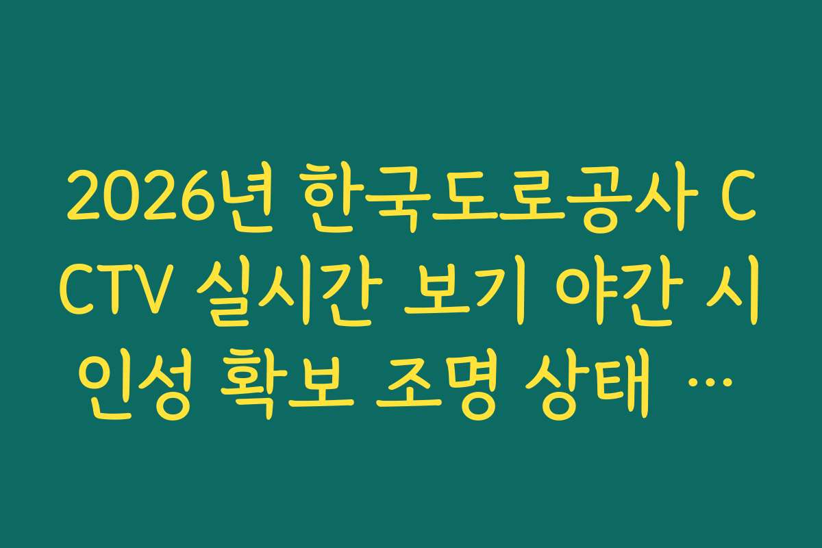 2026년 한국도로공사 CCTV 실시간 보기 야간 시인성 확보 조명 상태 분석